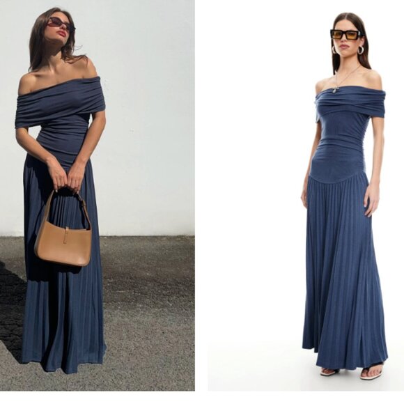 NWT LIONESS NAVY FIELD OF DREAMS MAXI DRESS M - Picture 1 of 3